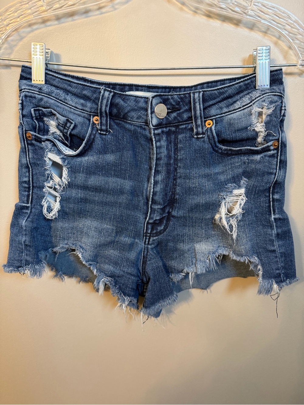 BKE Women's Dark Blue Stella High Rise Shorts
